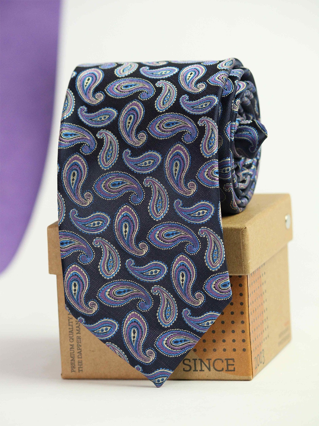 

Tossido Men Woven Design Broad Tie, Purple