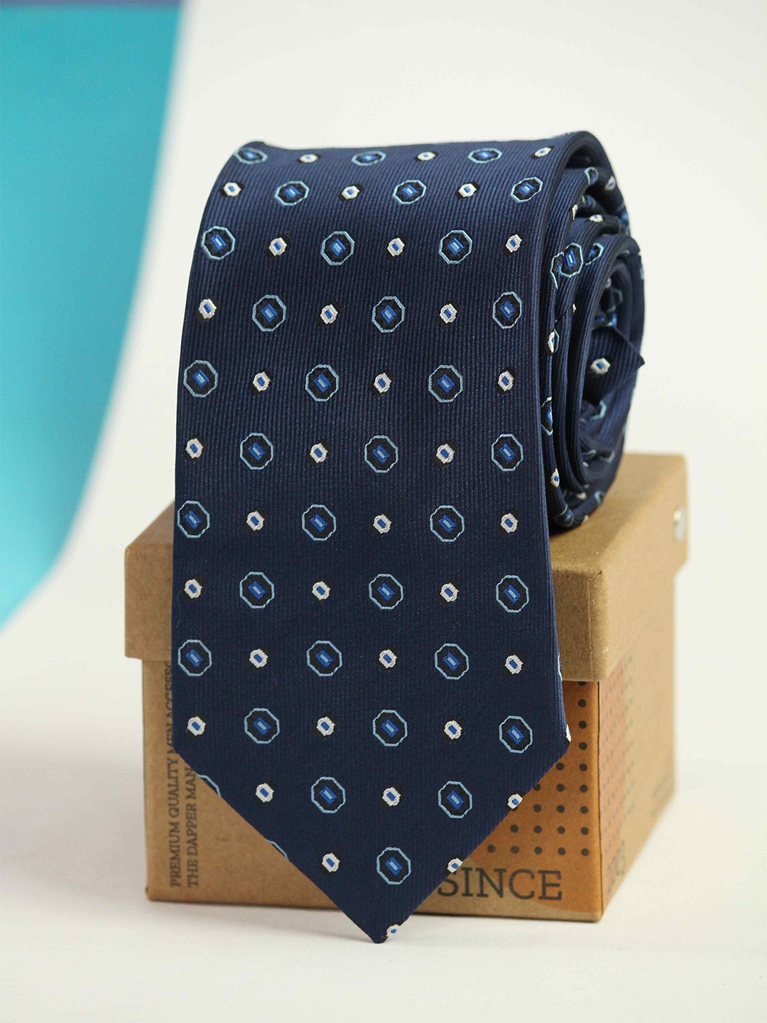 

Tossido Men Woven Design Broad Tie, Blue