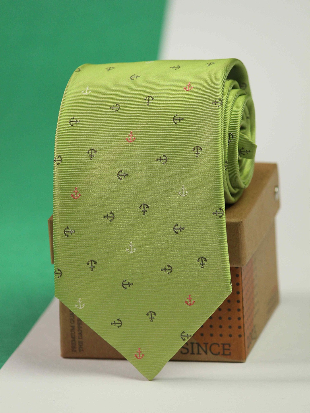 

Tossido Men Woven Design Broad Tie, Green