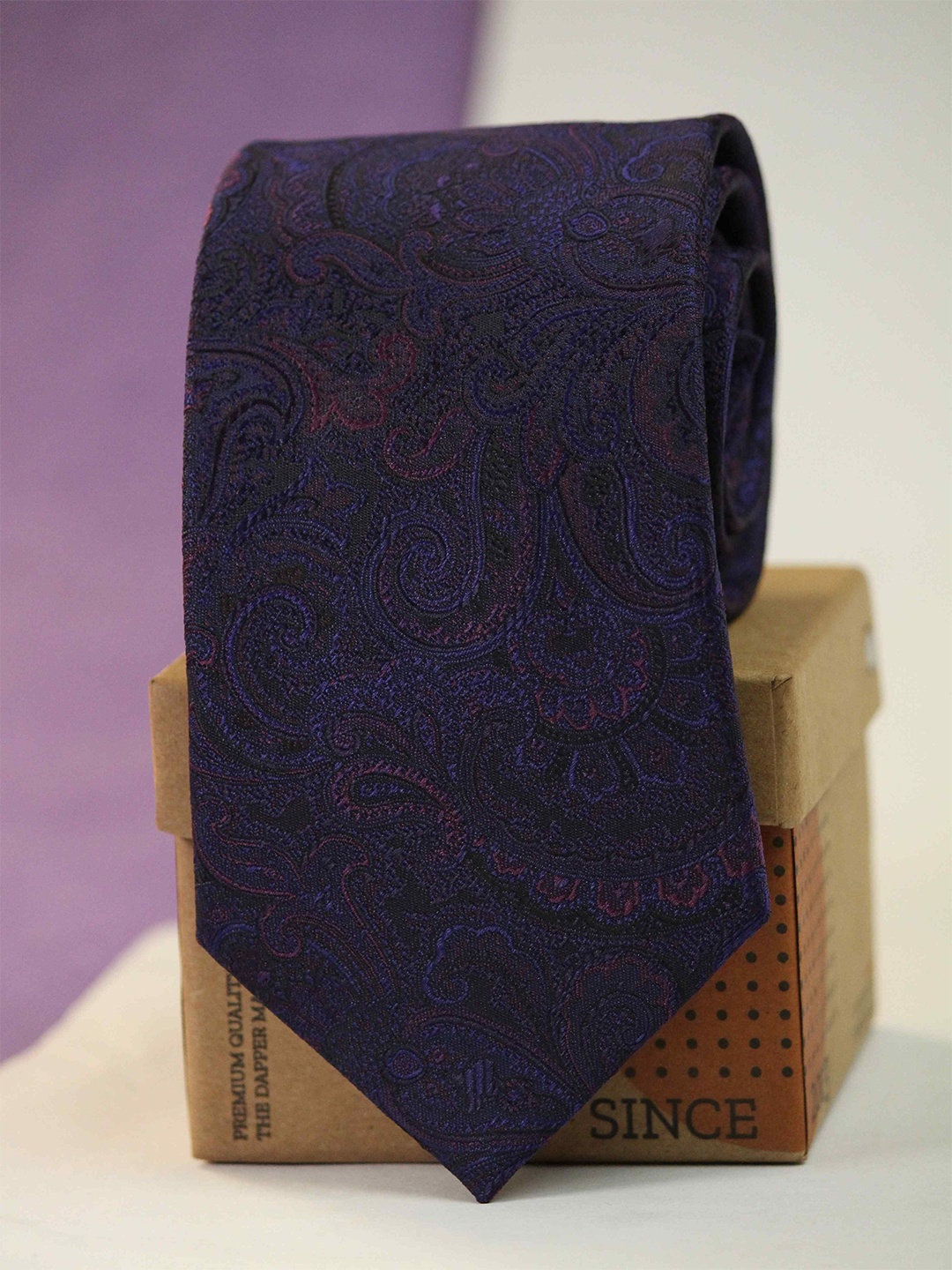 

Tossido Men Woven Design Broad Tie, Purple