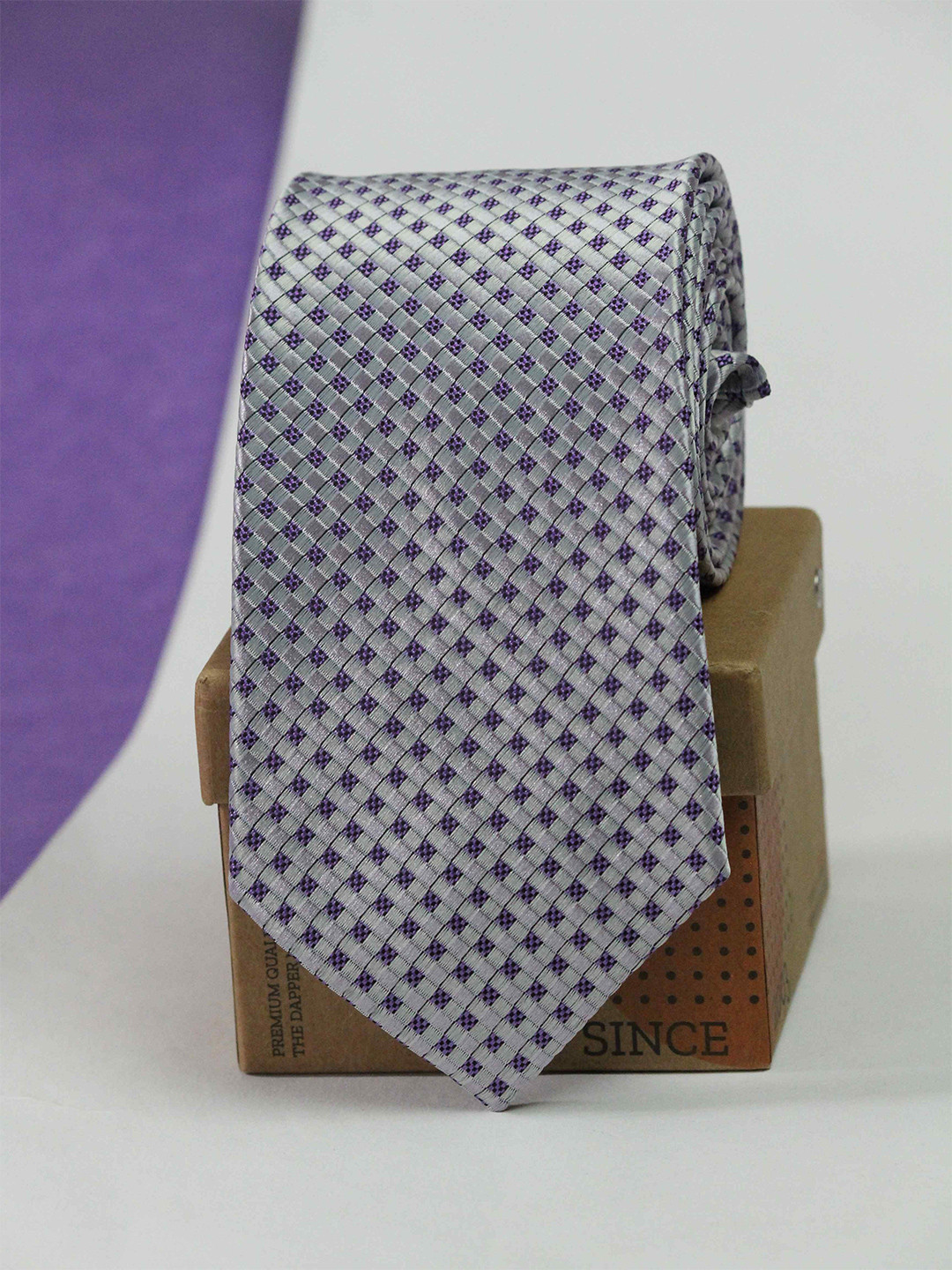 

Tossido Men Woven Design Broad Tie, Purple