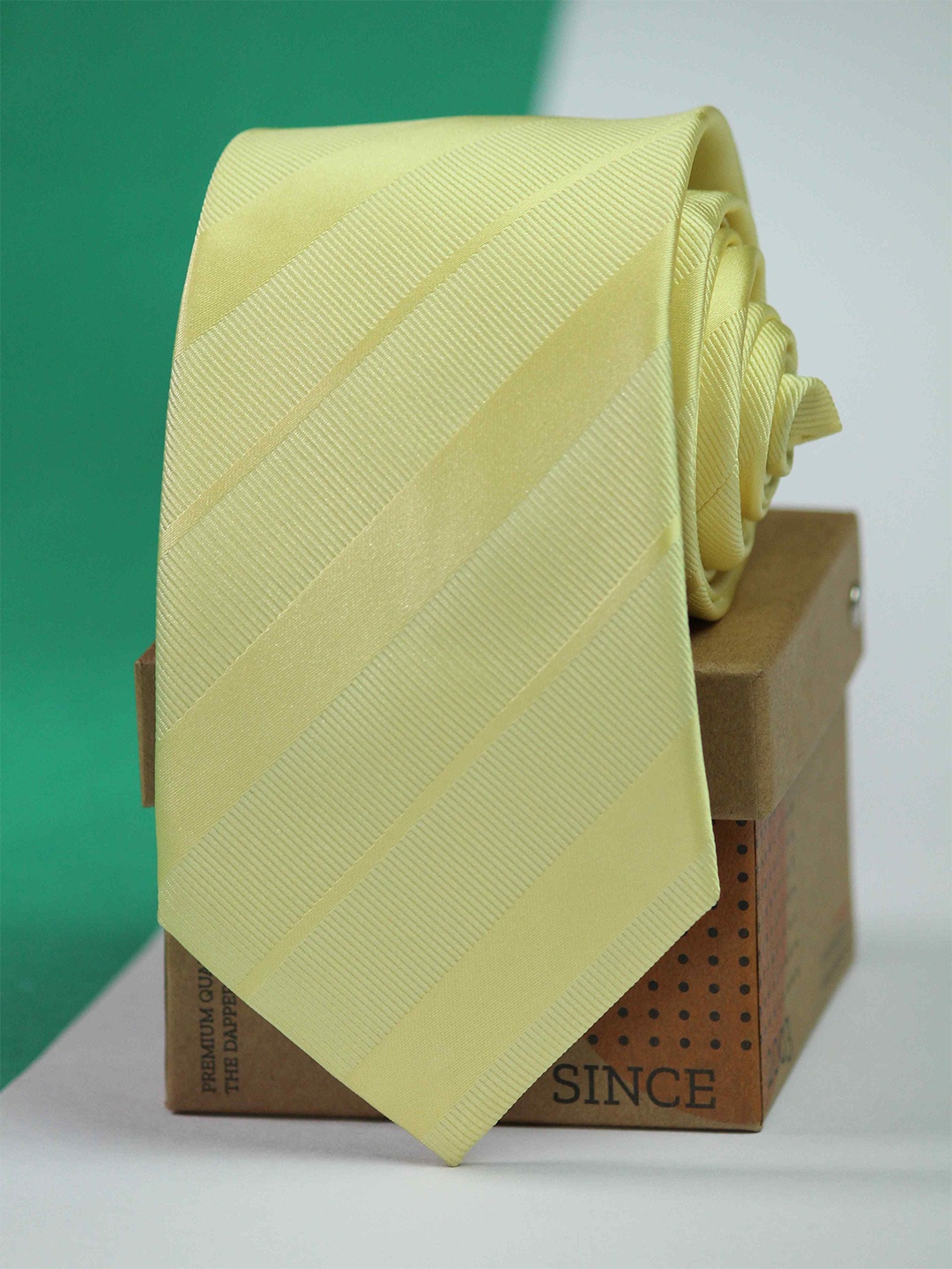 

Tossido Men Woven Design Broad Tie, Yellow