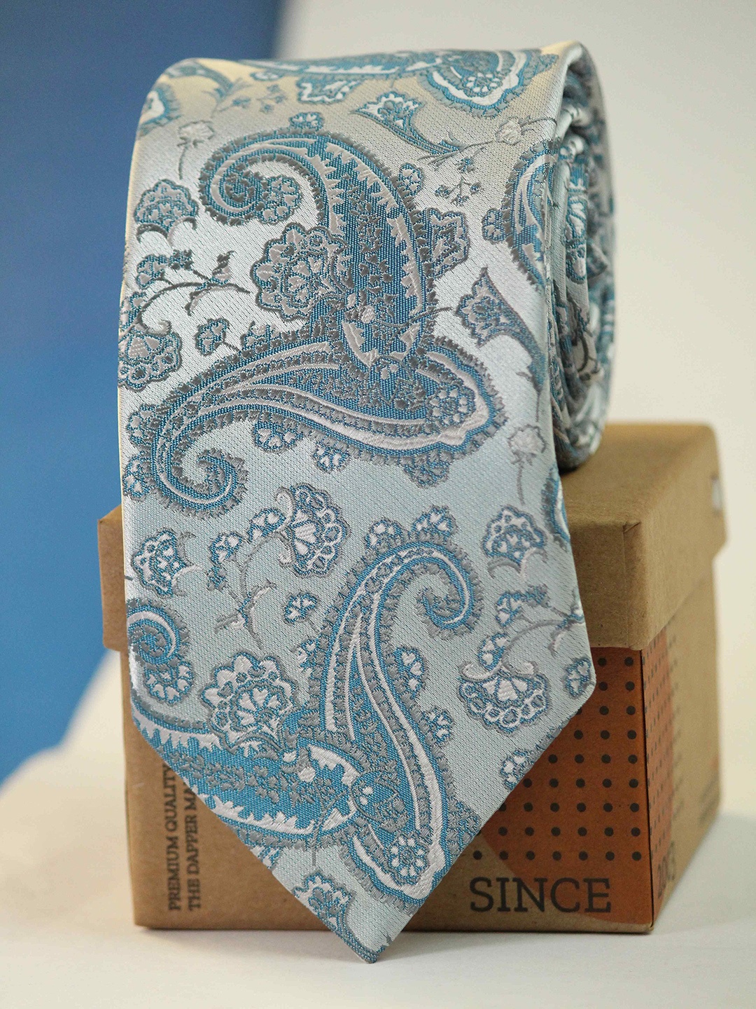 

Tossido Men Woven Design Broad Tie, Blue