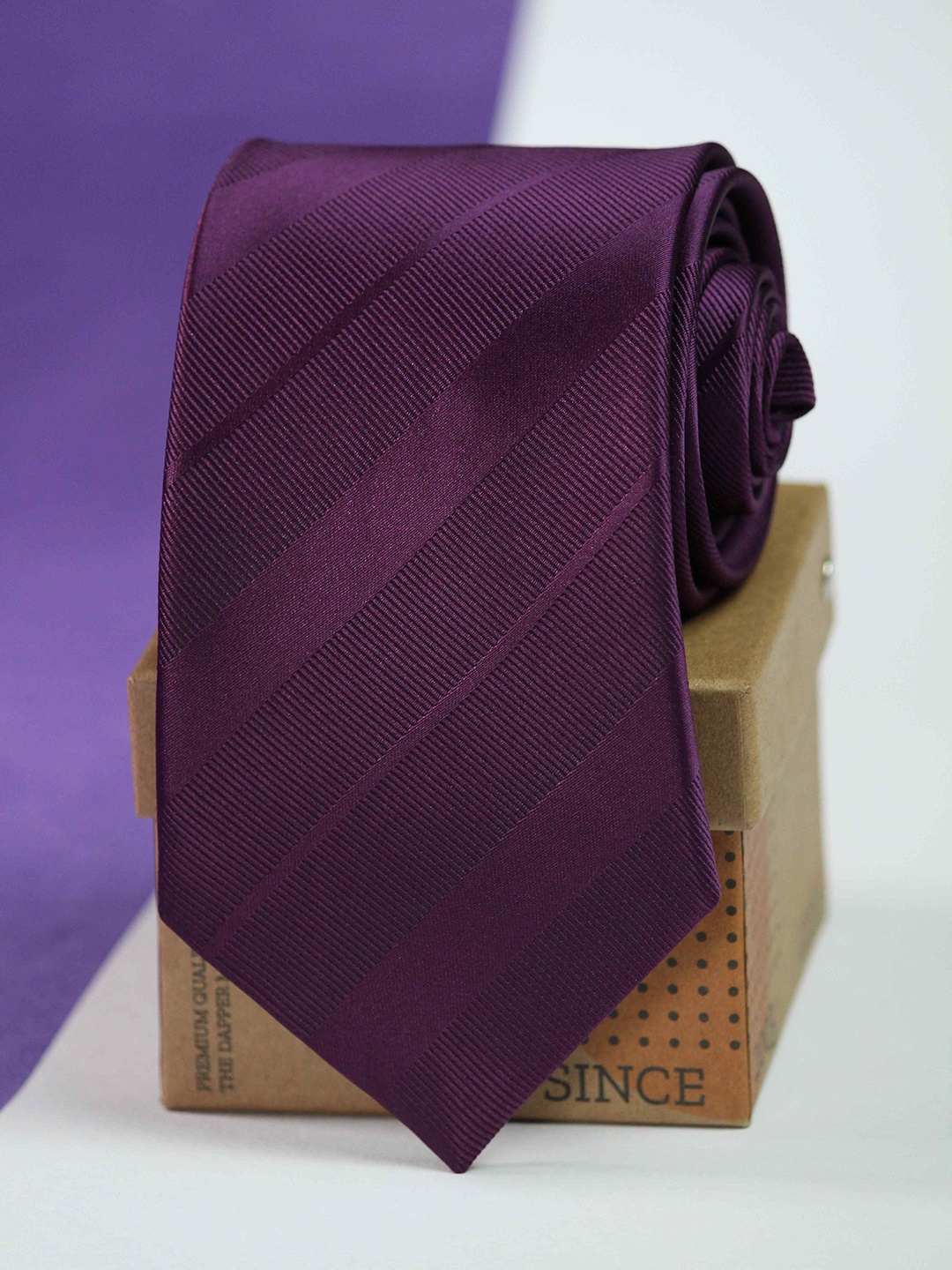 

Tossido Men Woven Design Broad Tie, Purple