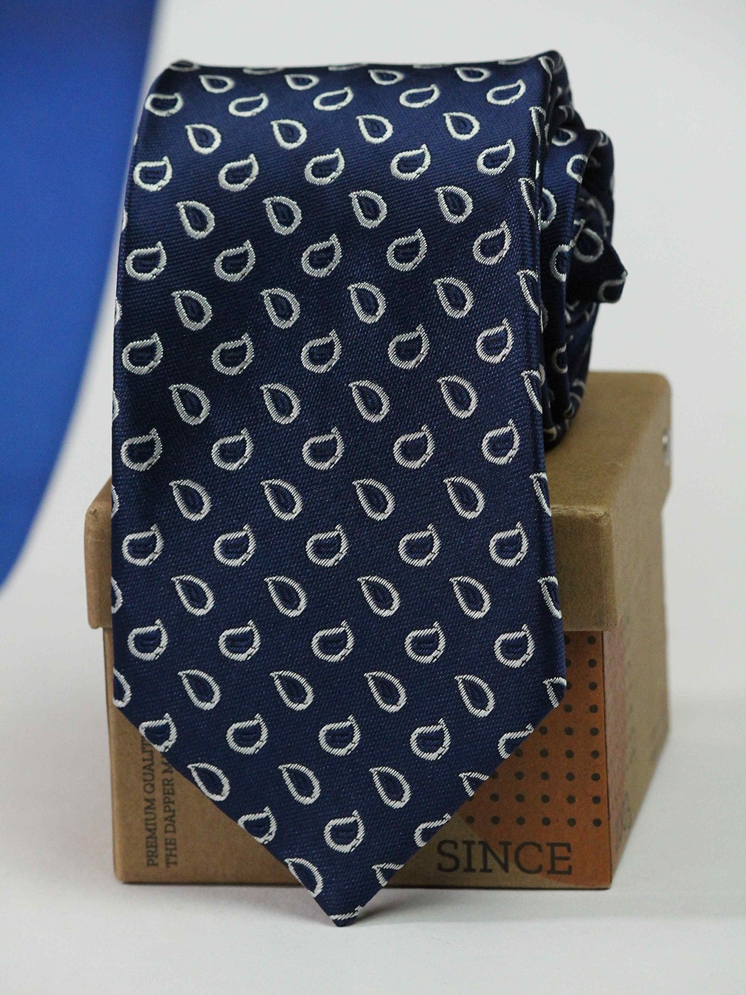 

Tossido Men Woven Design Broad Tie, Blue