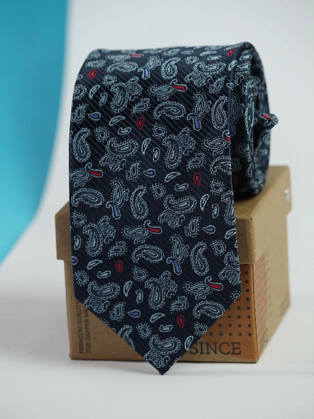 

Tossido Men Woven Design Broad Tie, Blue