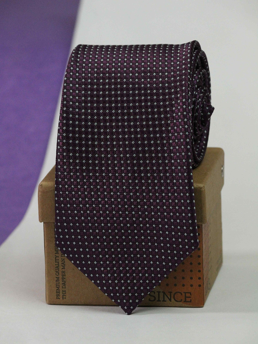 

Tossido Men Woven Design Broad Tie, Purple