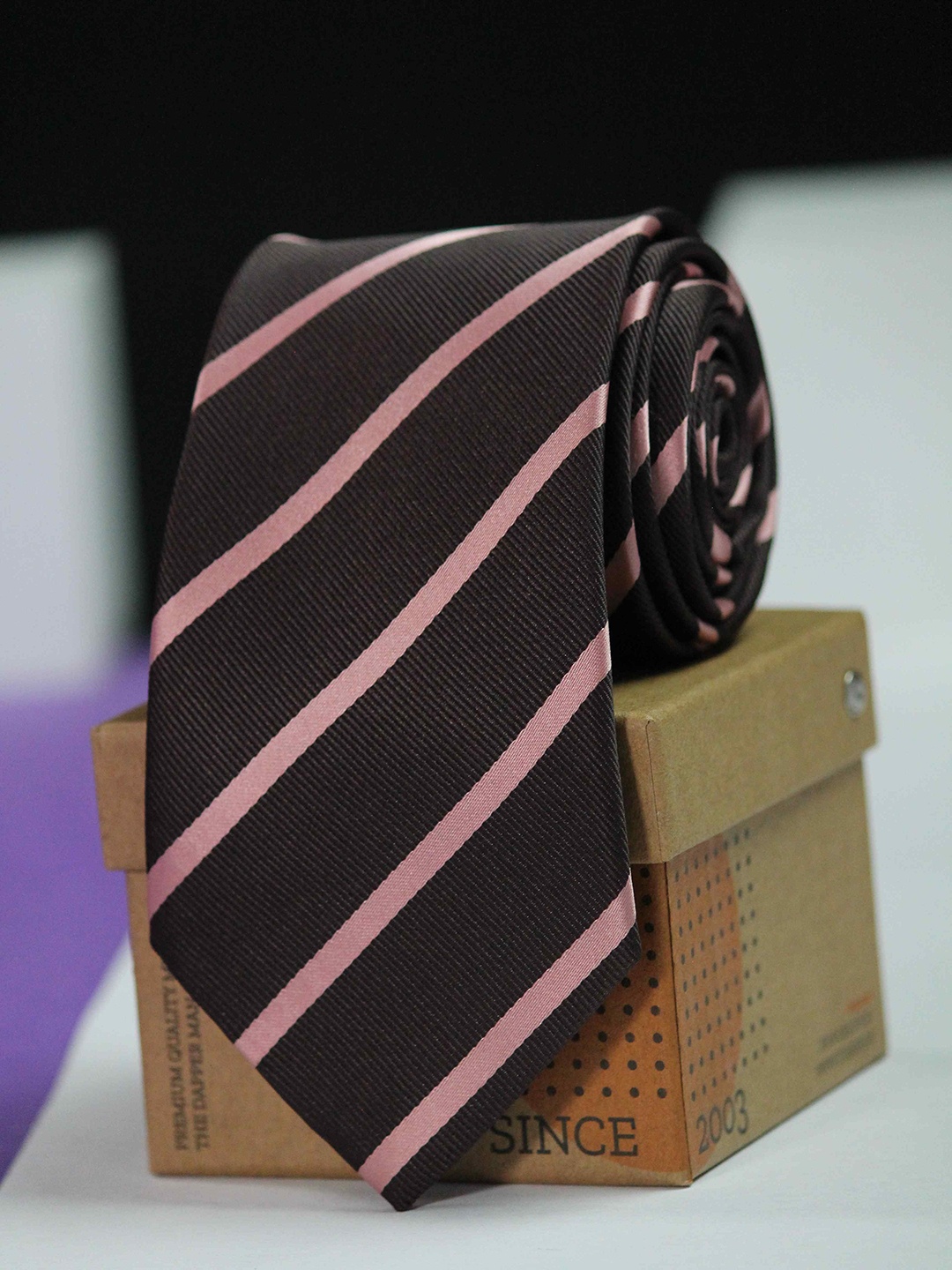 

Tossido Men Striped Broad Tie, Brown