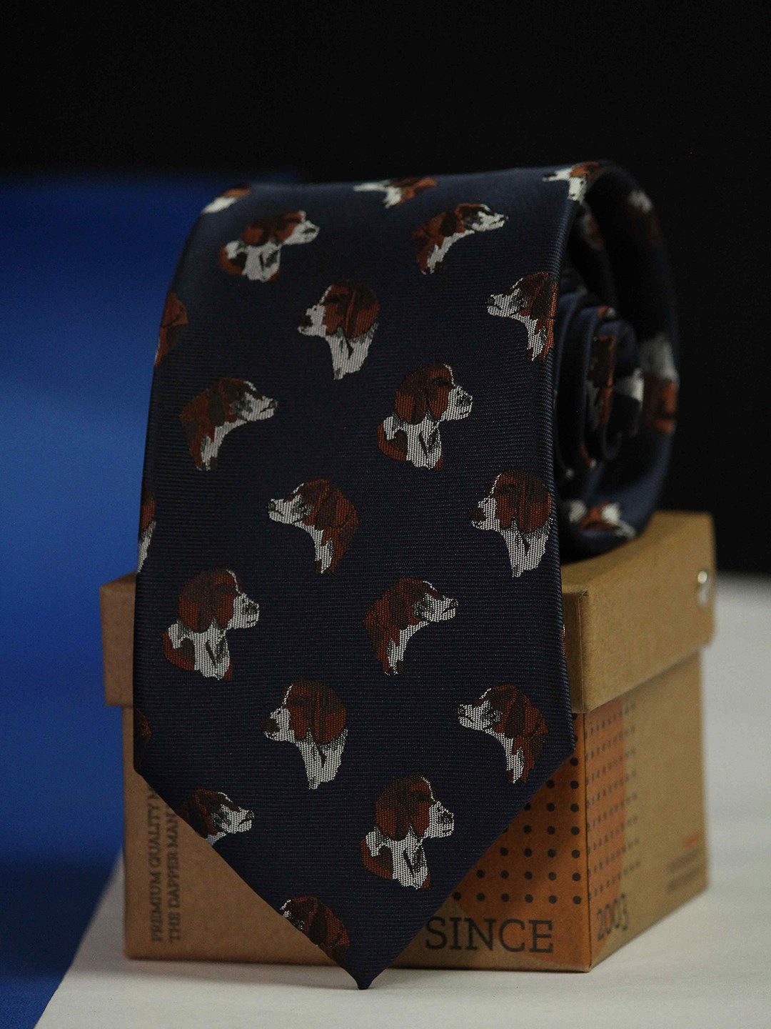 

Tossido Men Woven Design Broad Tie, Blue