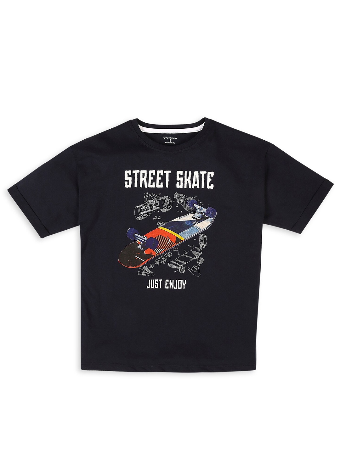 

My Milestones Boys Graphic Printed Cotton T-Shirt, Navy blue