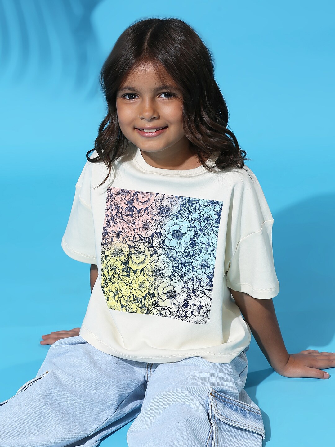 

My Milestones Girls Graphic Printed Cotton T-Shirt, White
