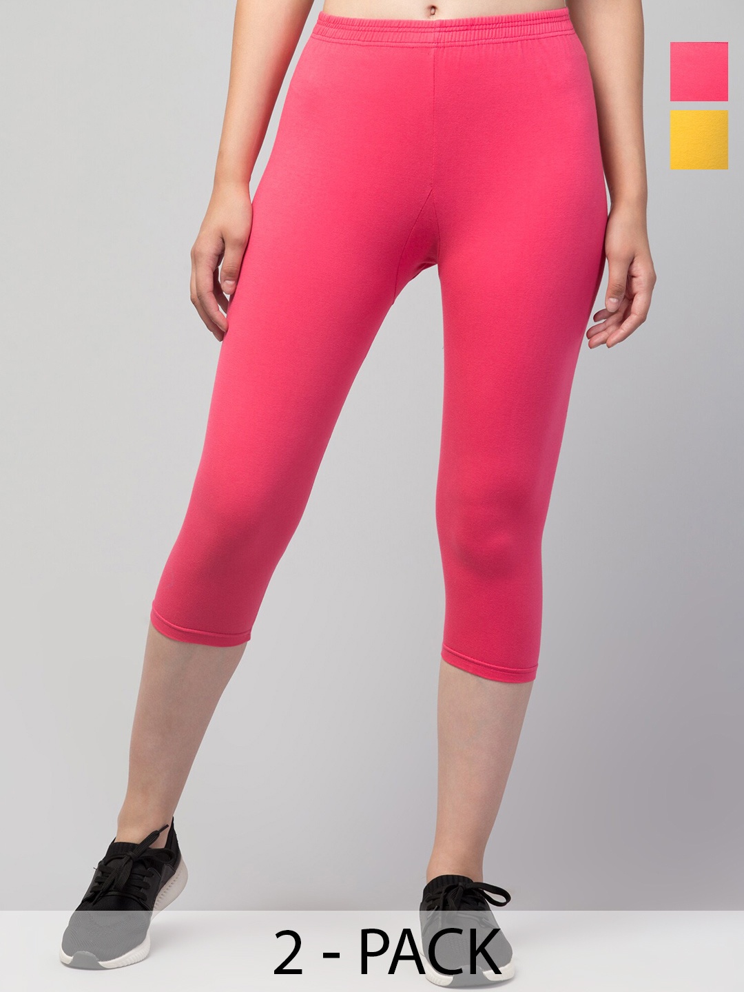 

A-Okay Pack of 2 Skinny Fit Capris, Pink