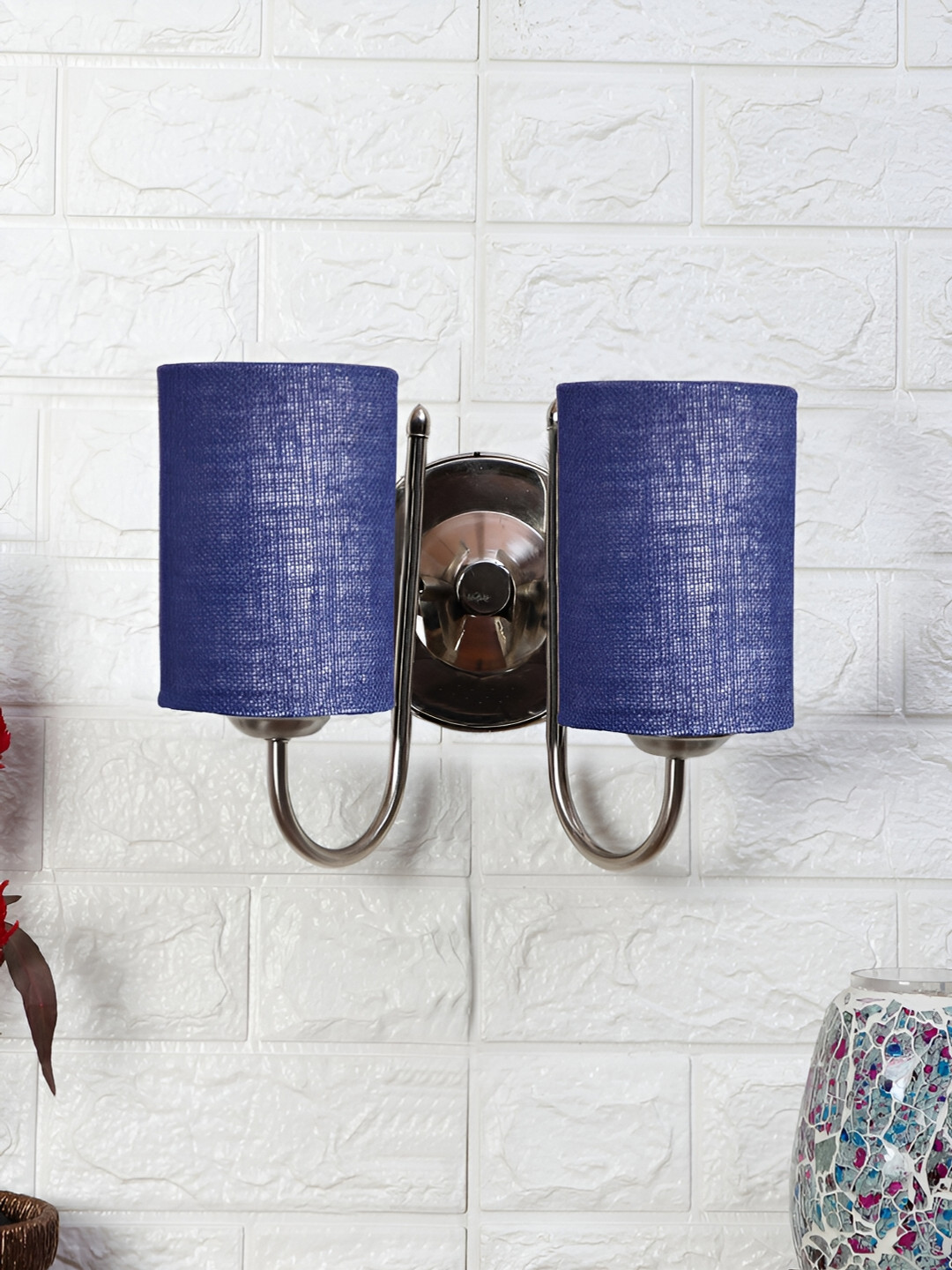 

Devansh Blue Metal Traditional Cylinder Shaped Wall Lamp