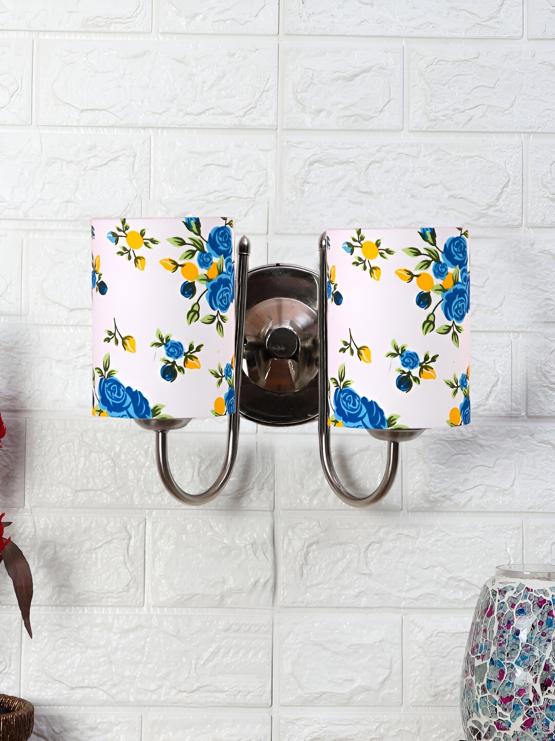 

Devansh White & Blue Printed Metal Traditional Cylinder Shaped Wall Lamp