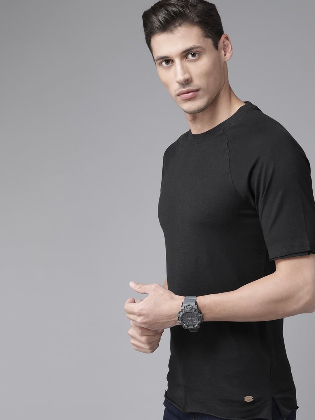 

The Roadster Lifestyle Co. Black Round Neck Pure Cotton T-Shirt