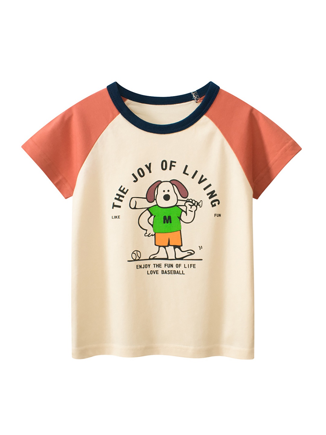 

StyleCast x Revolte Boys Colourblocked Printed Round Neck Raglan Sleeves Cotton T-shirt, Orange