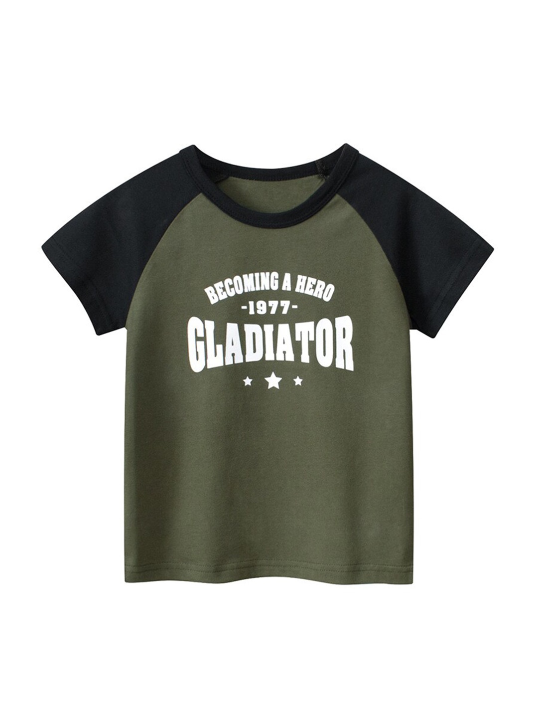 

StyleCast x Revolte Boys Typography Printed Cotton Raglan Sleeves Casual T-shirt, Green