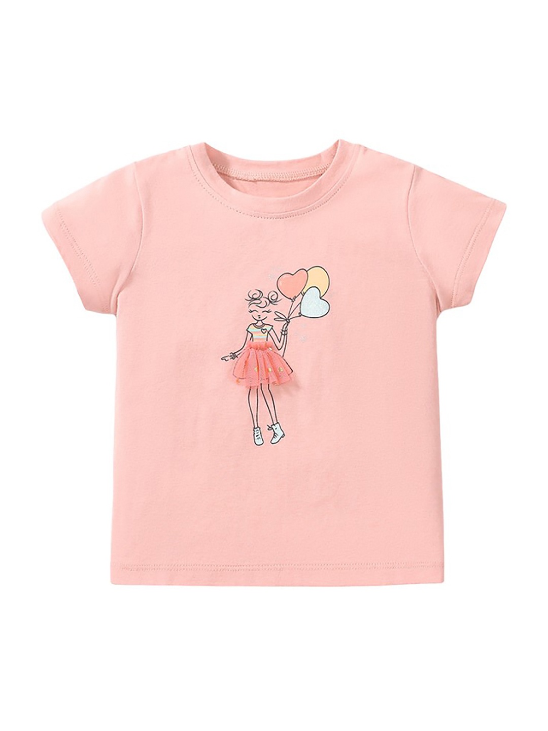 

StyleCast x Revolte Girls Pink Graphic Printed Embellished Detail Cotton T-shirt