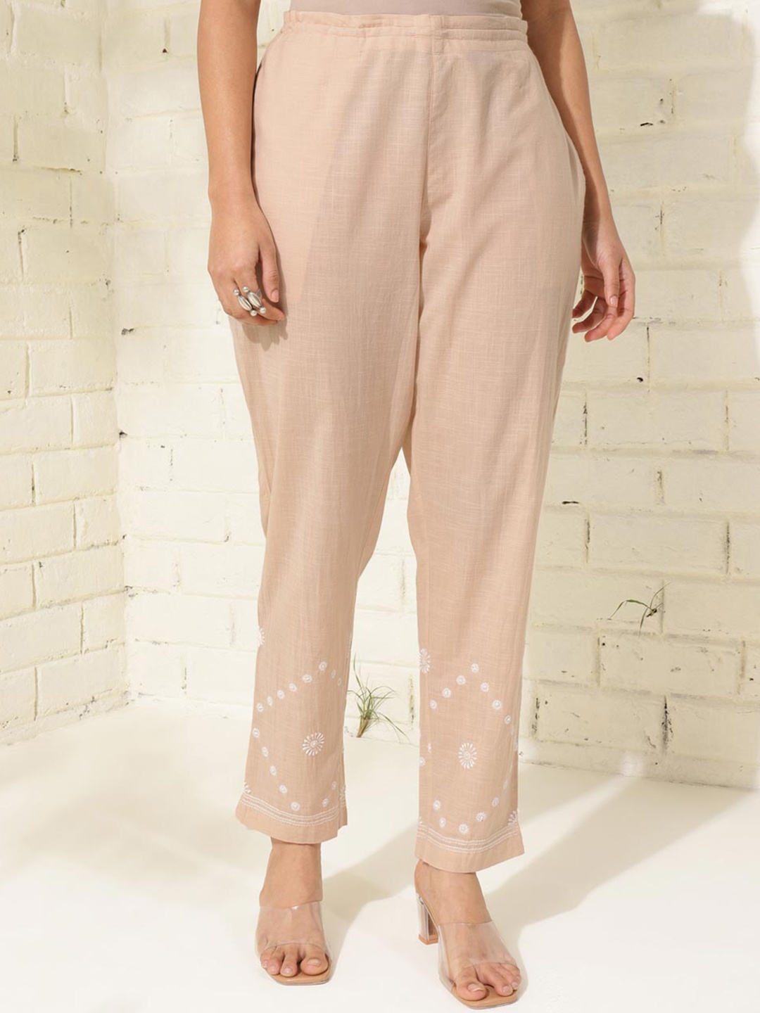 

Fabindia Women Printed Cotton Trouser, Beige