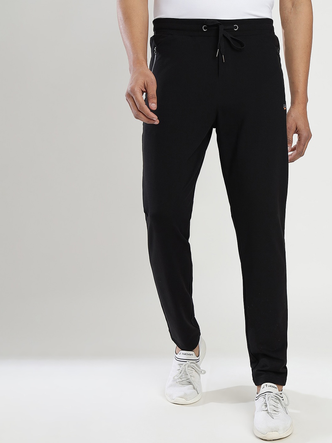

JADE BLUE Men Printed Cotton Slim-Fit Track Pants, Black