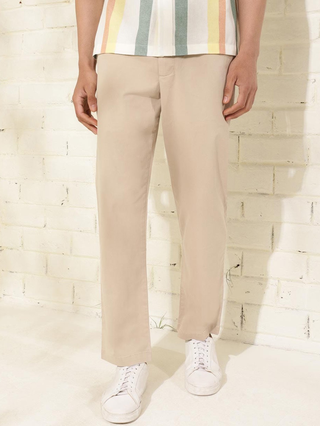 

Fabindia Men Cotton Straight Fit Chinos, Beige