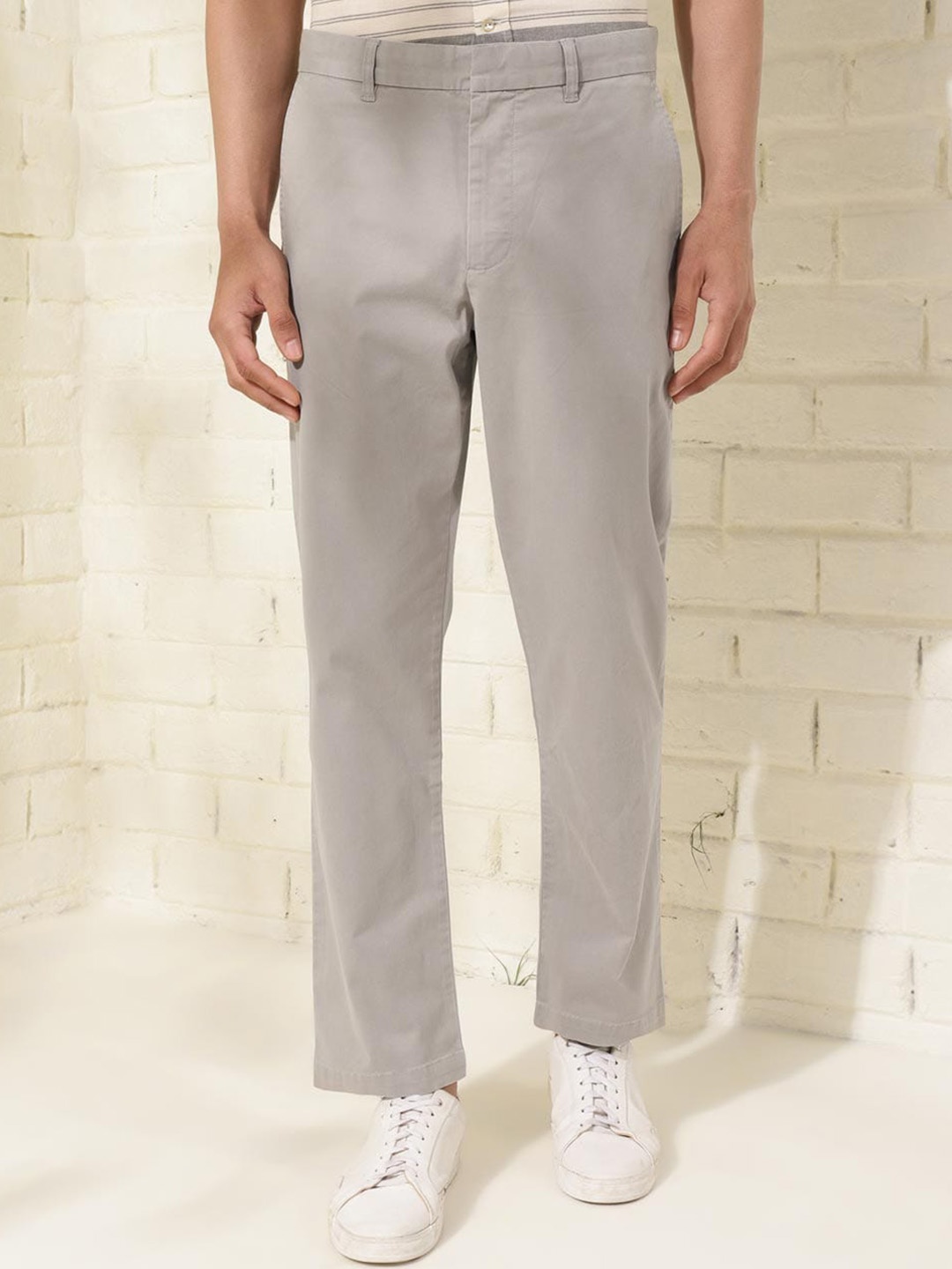 

Fabindia Men Straight Fit Cotton Regular Trousers, Grey