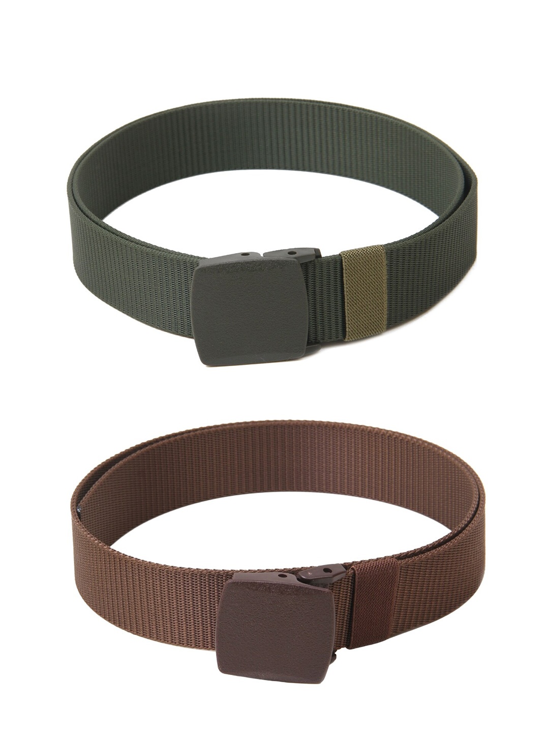 

Calvadoss Women Set Of Textured Canvas Belts, Brown