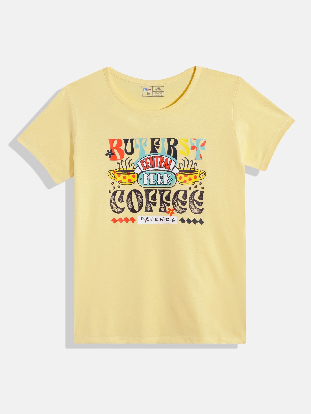 

Eteenz Girls Typographic Printed Pure Cotton T-shirt, Yellow