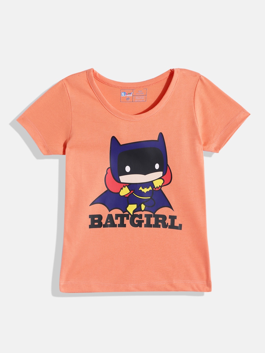 

Eteenz Girls Premium Cotton Batgirl Printed T-shirt, Coral