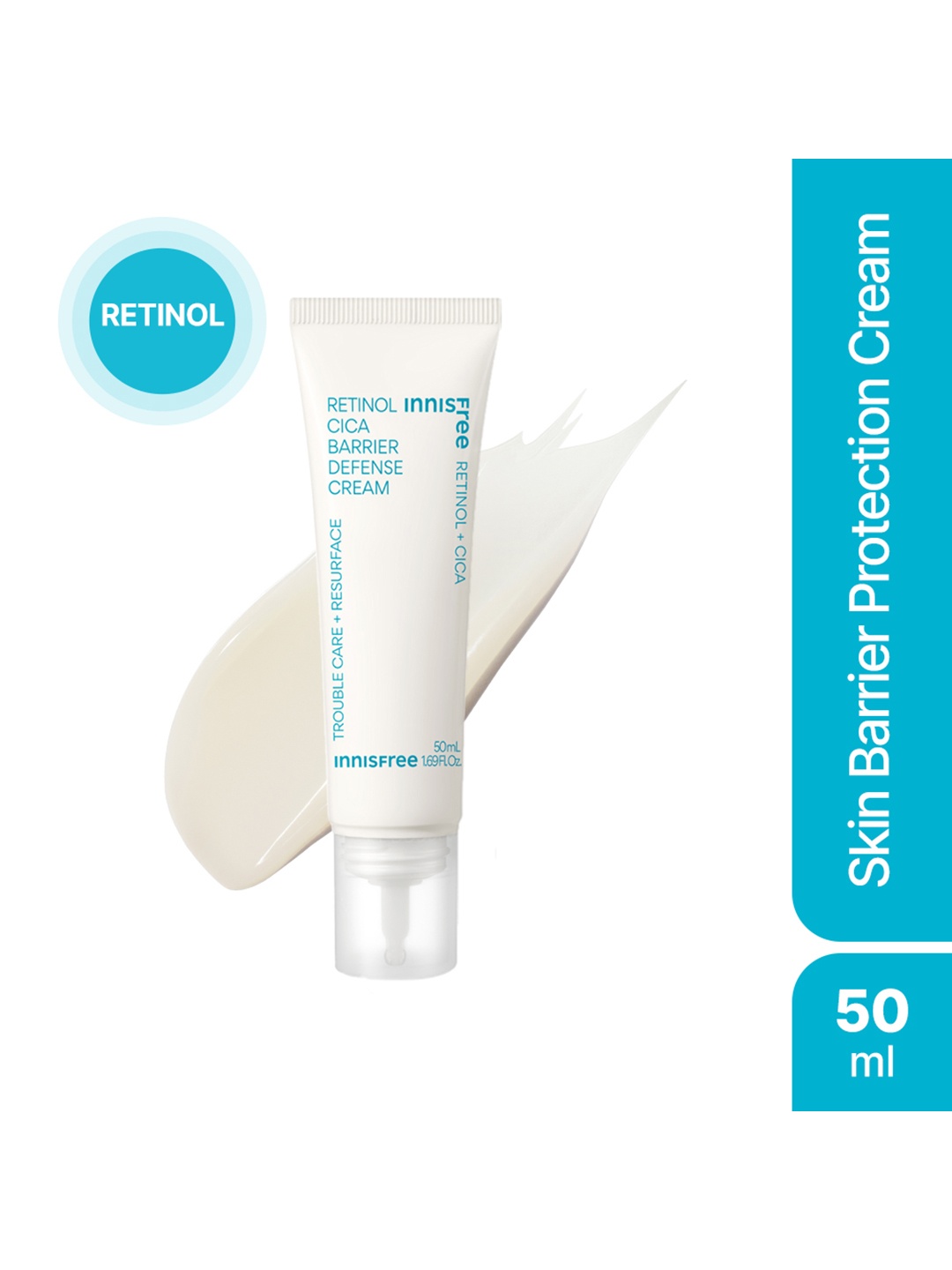 

Innisfree Retinol Cica Barrier Defense Cream To Soothe & Repair Skin - 50ml, White