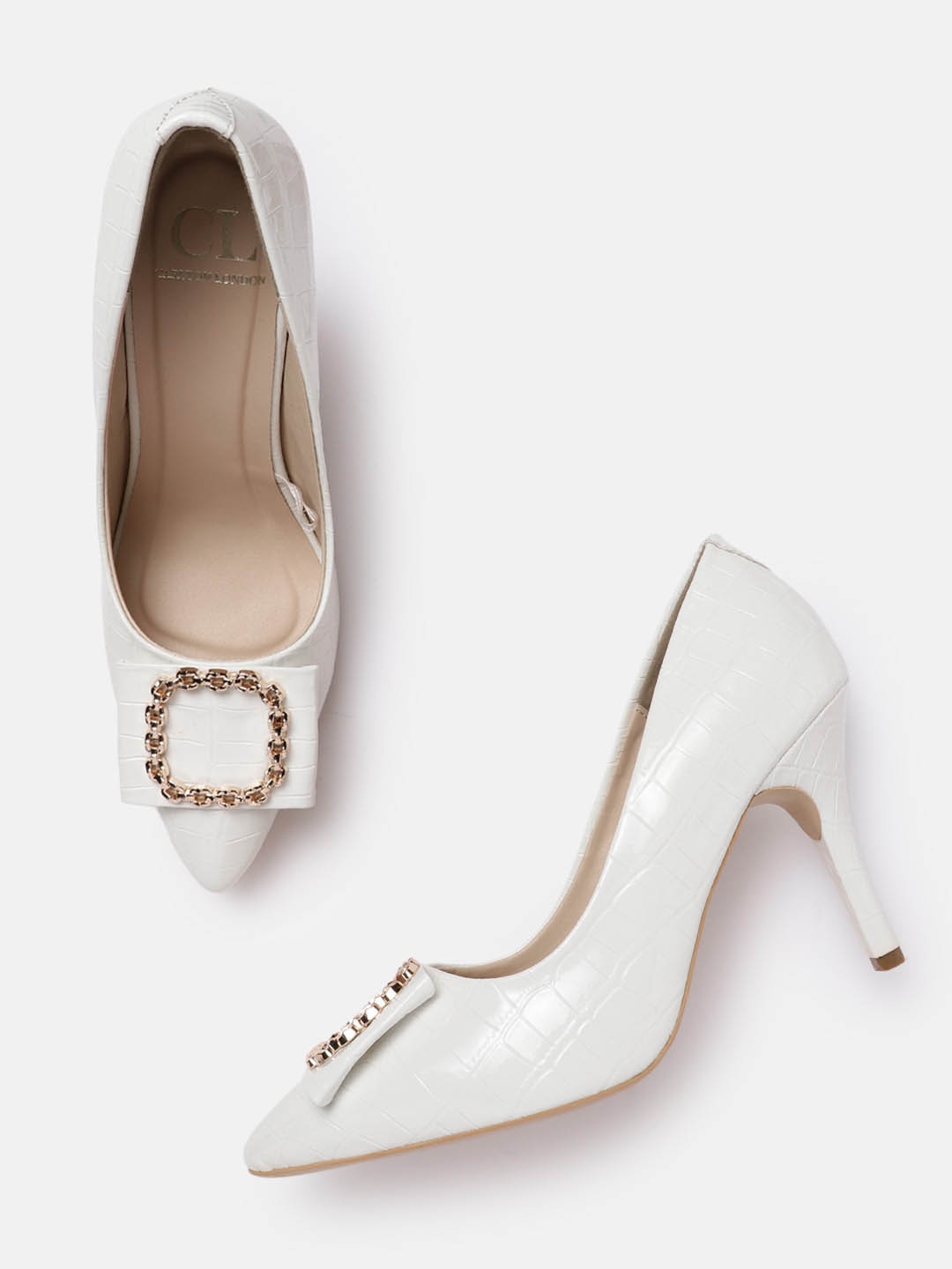 

Carlton London Textured Slim Heeled Pumps, White