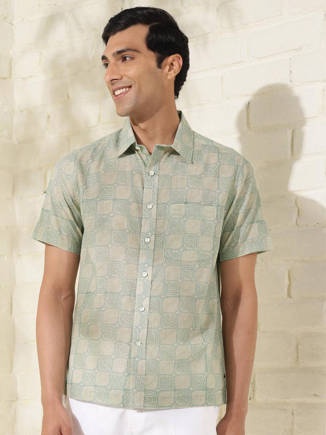 

Fabindia Tartan Checked Cotton Casual Shirt, Green
