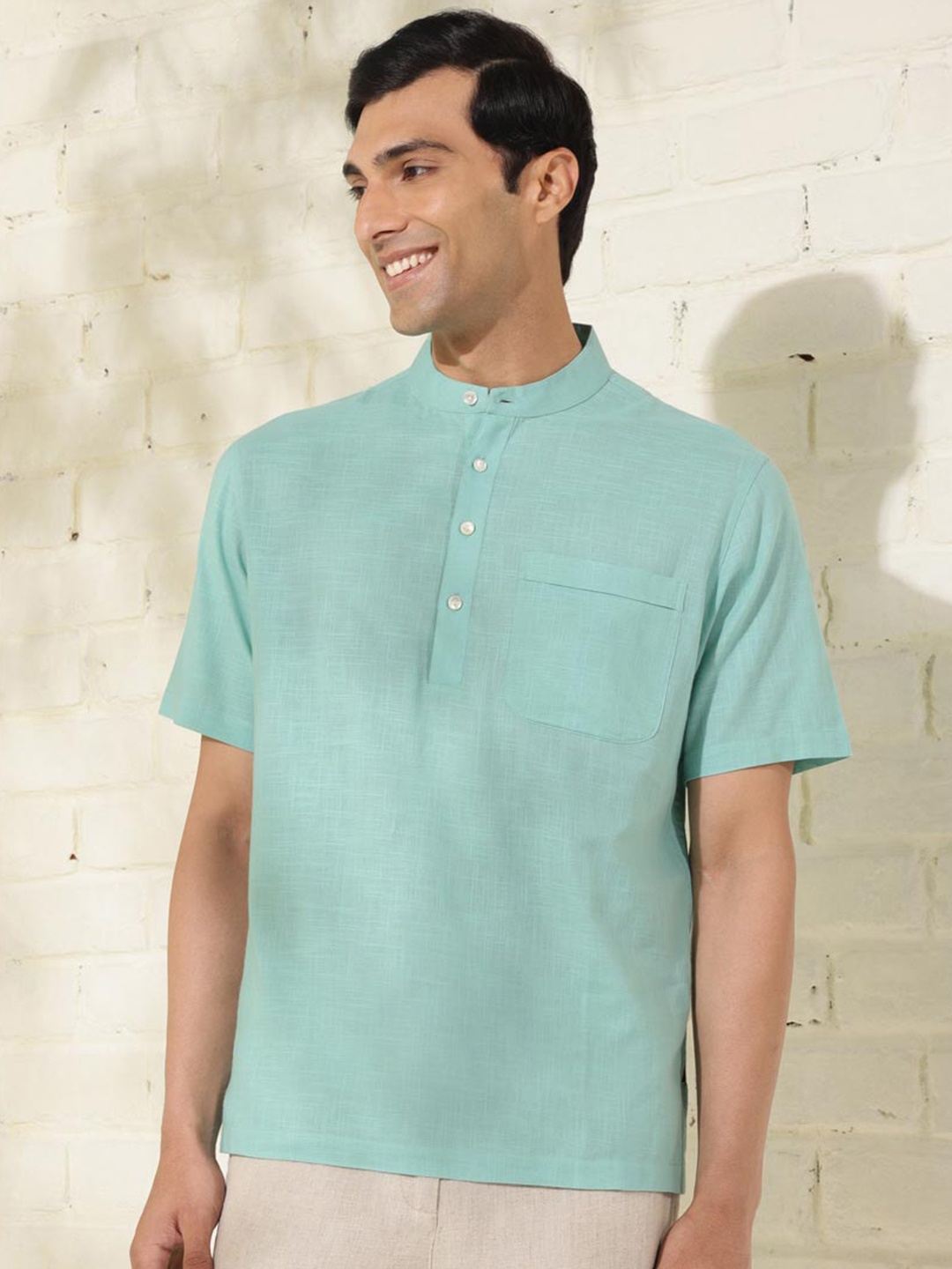 

Fabindia Opaque Cotton Casual Shirt, Teal