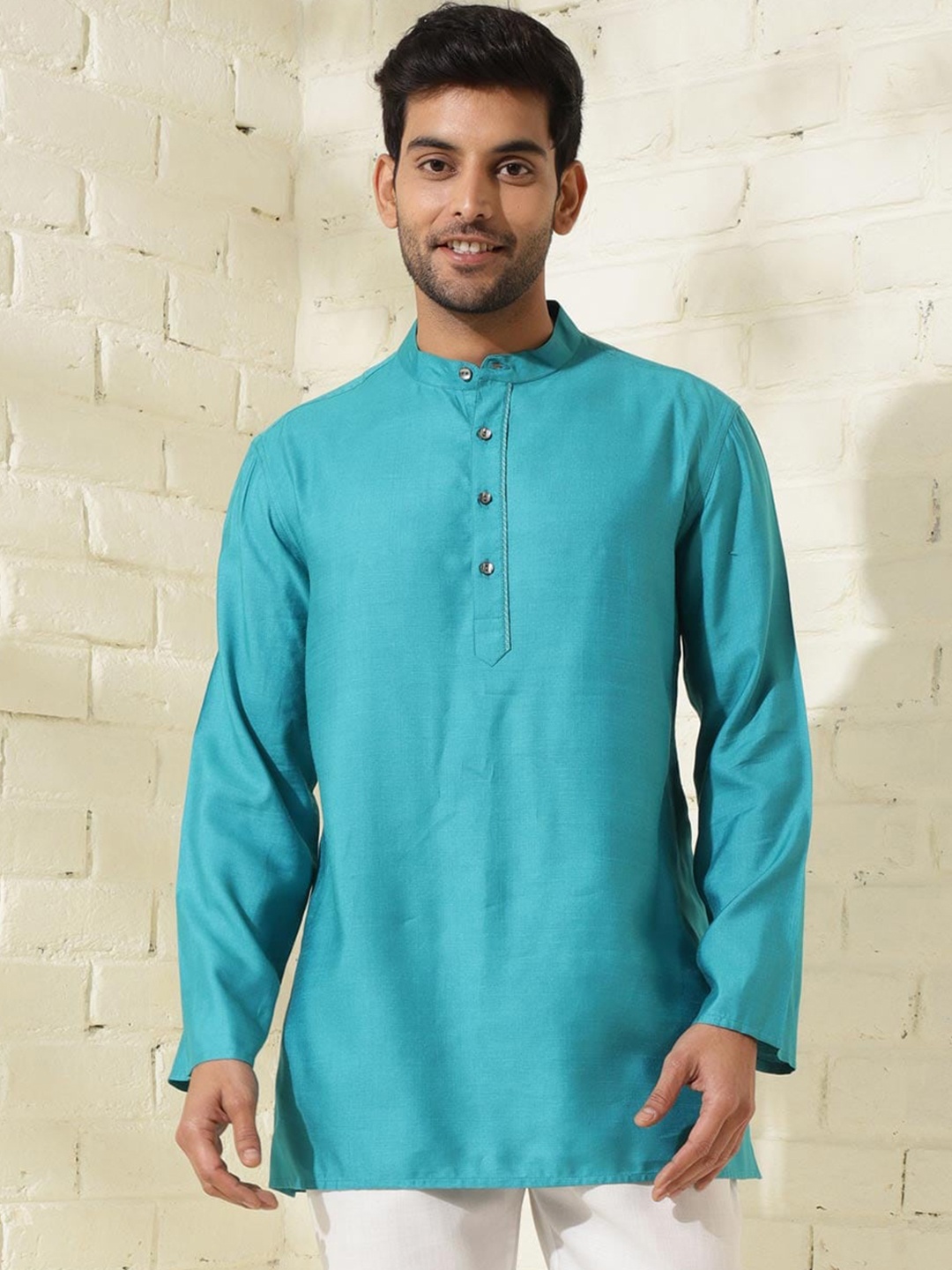

Fabindia Mandarin Collar Straight Kurta, Teal