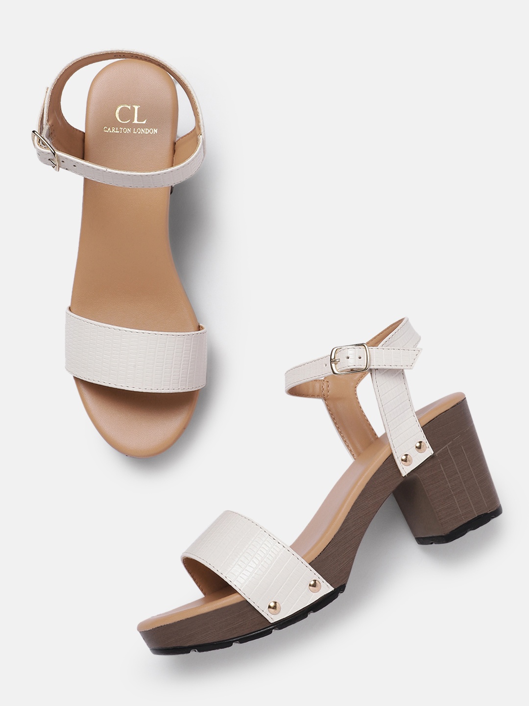 

Carlton London Textured Open-Toe Block Heels, White