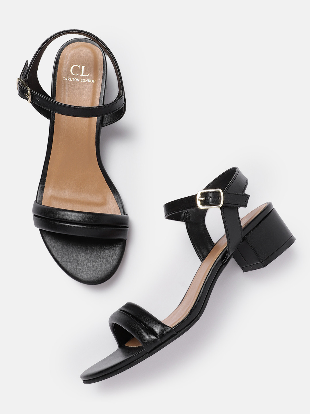 

Carlton London Open-Toe Block Heels, Black