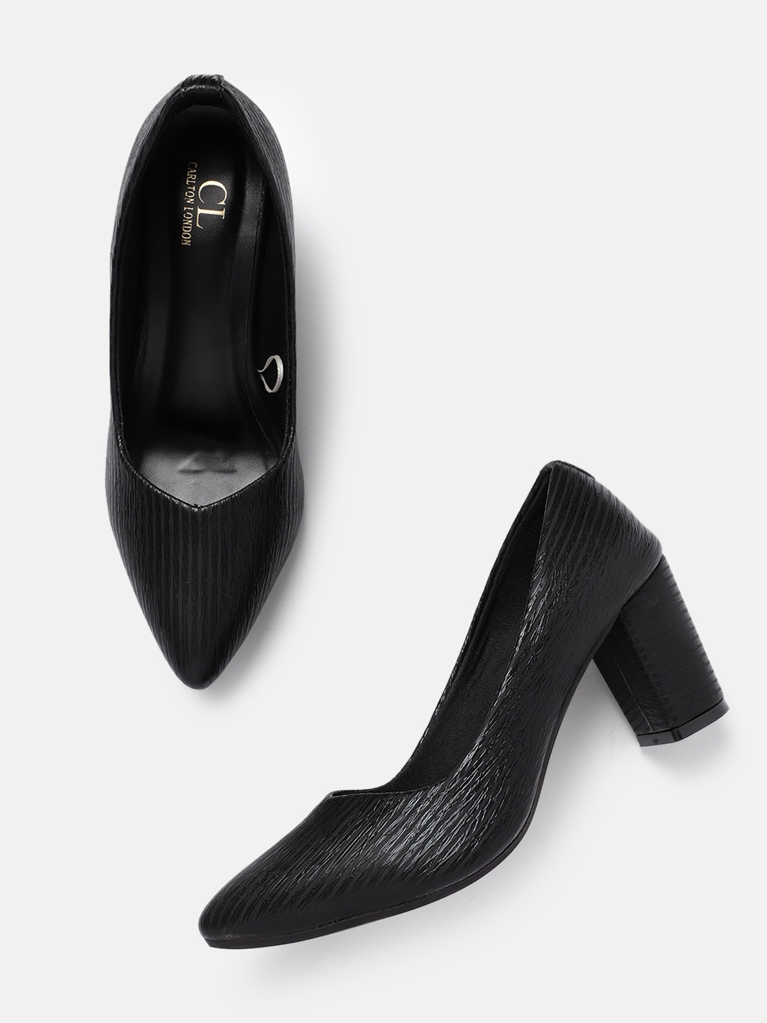 

Carlton London Striped Block Heeled Pumps, Black
