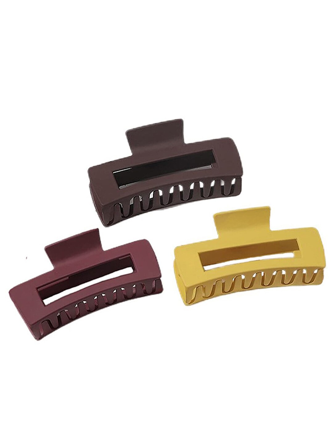 

Xivir Set of 3 Rectangular Claw Clips, Brown