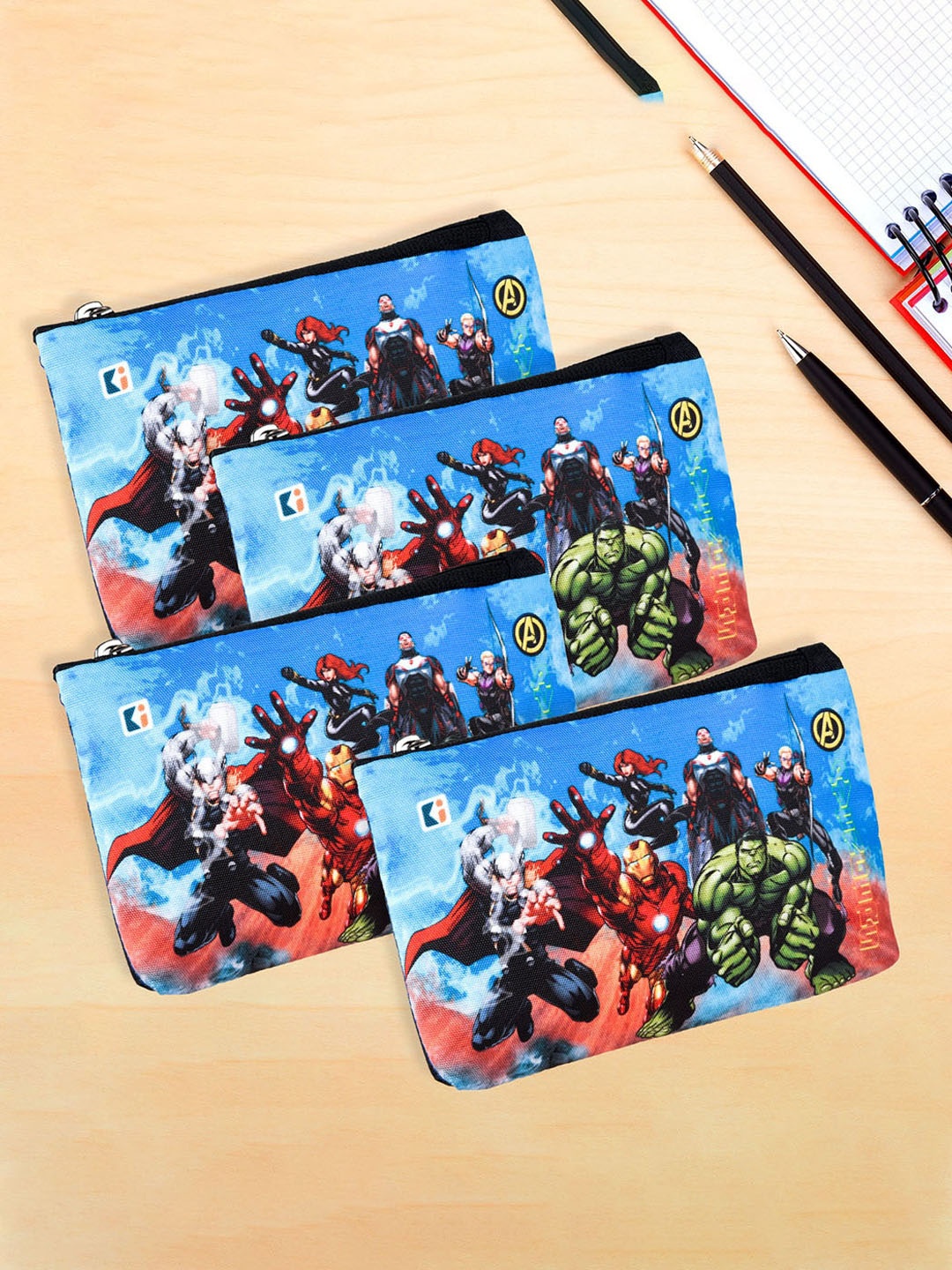 

Kuber Industries Set Of 4 Printed Pen Cases Stationery, Black