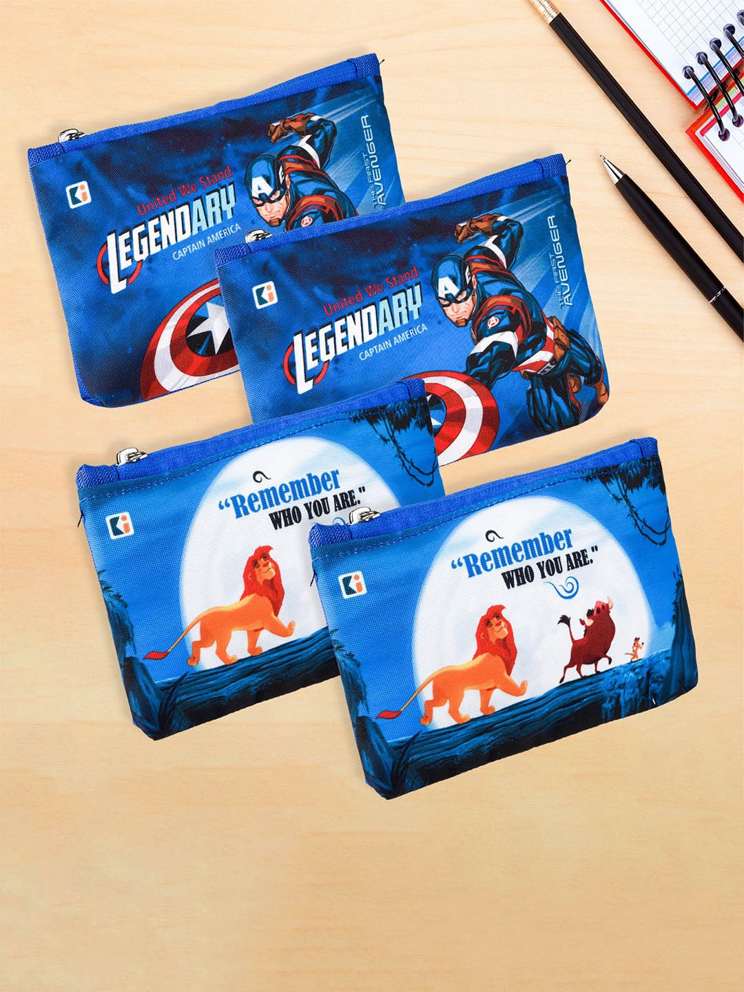 

Kuber Industries Kids Set Of 4 Avengers Printed Pen Cases Stationery, Blue