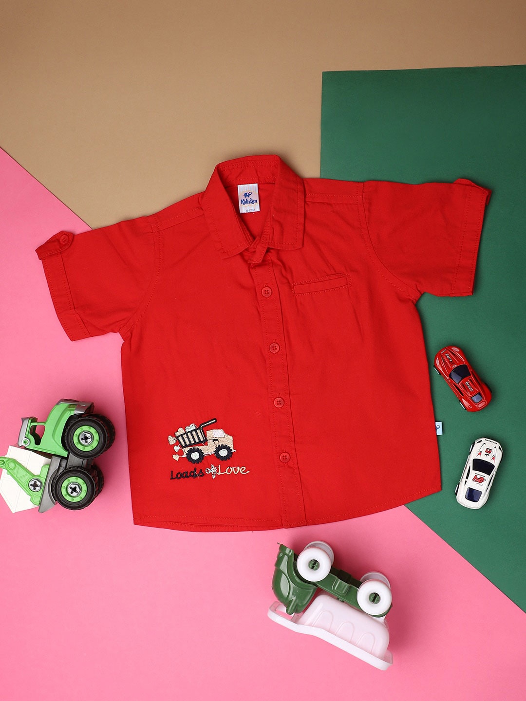 

V-Mart Infants Kids Graphic Printed Cotton Casual Shirt, Red