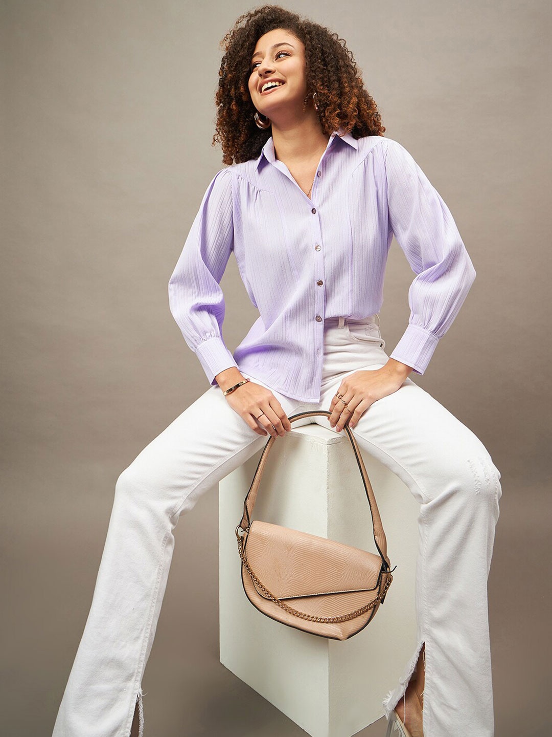 

The Roadster Lifestyle Co Self-Designed Spread Collar Shirt, Lavender