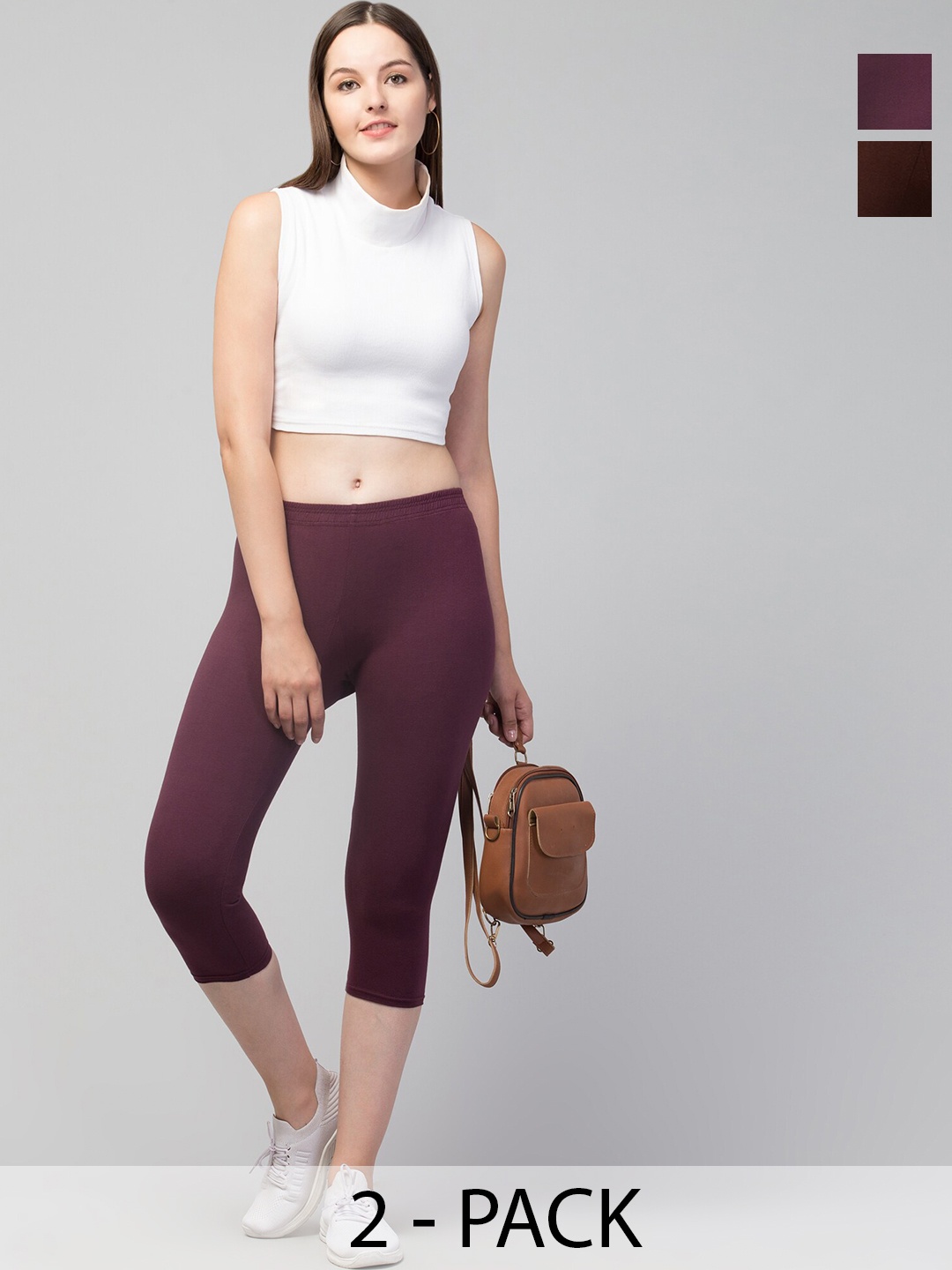 

A-Okay Pack of 2 Skinny Fit Capris, Purple