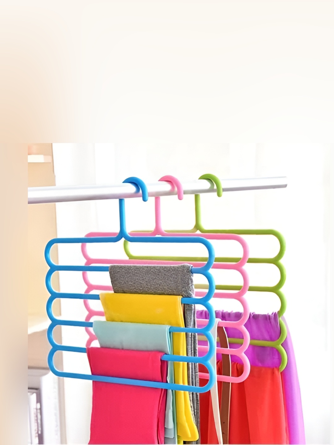 

REVEXO 3-Pcs Pink & Green Hangers, Blue