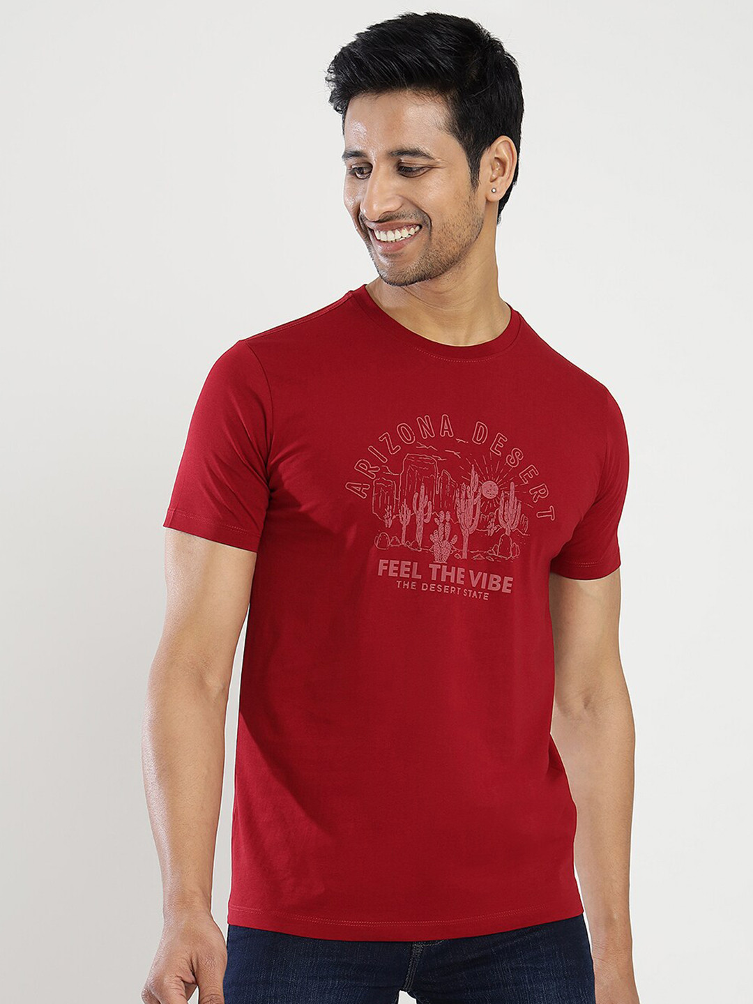 

Greenfibre Typography Printed Slim Fit T-shirt, Maroon