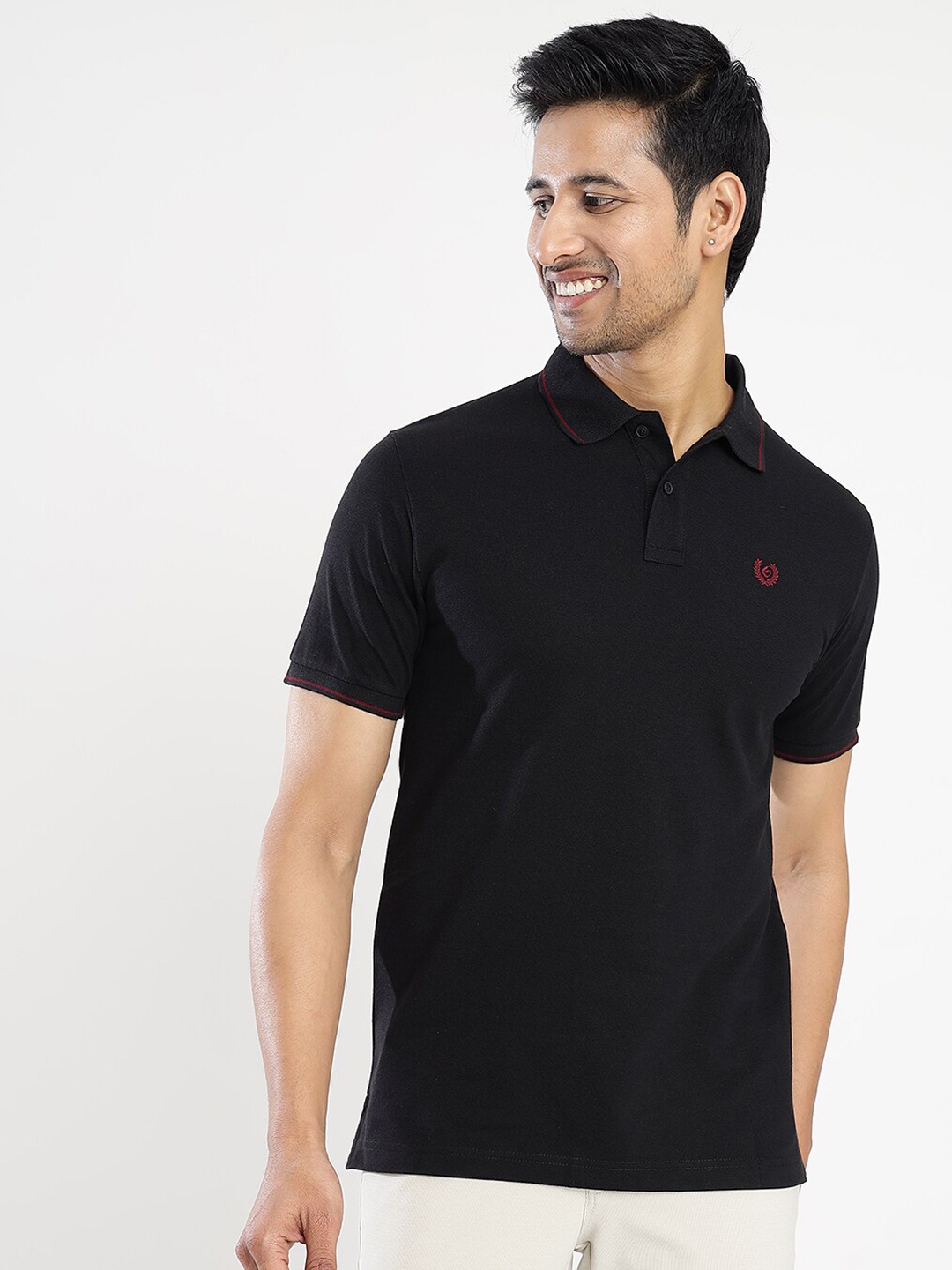 

Greenfibre Polo Collar Slim Fit T-shirt, Black