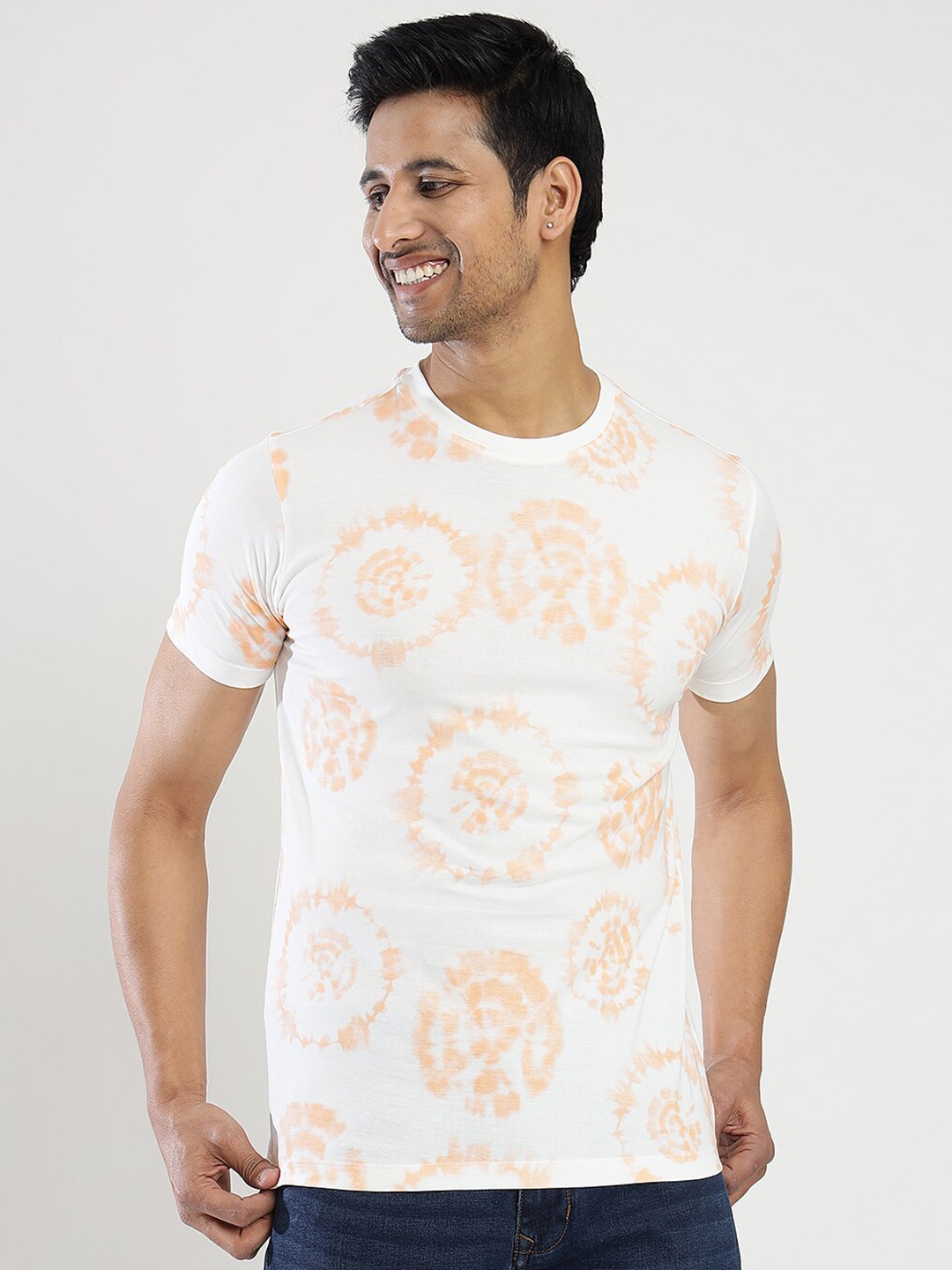 

Greenfibre Tie and Dye Printed Slim Fit T-shirt, White