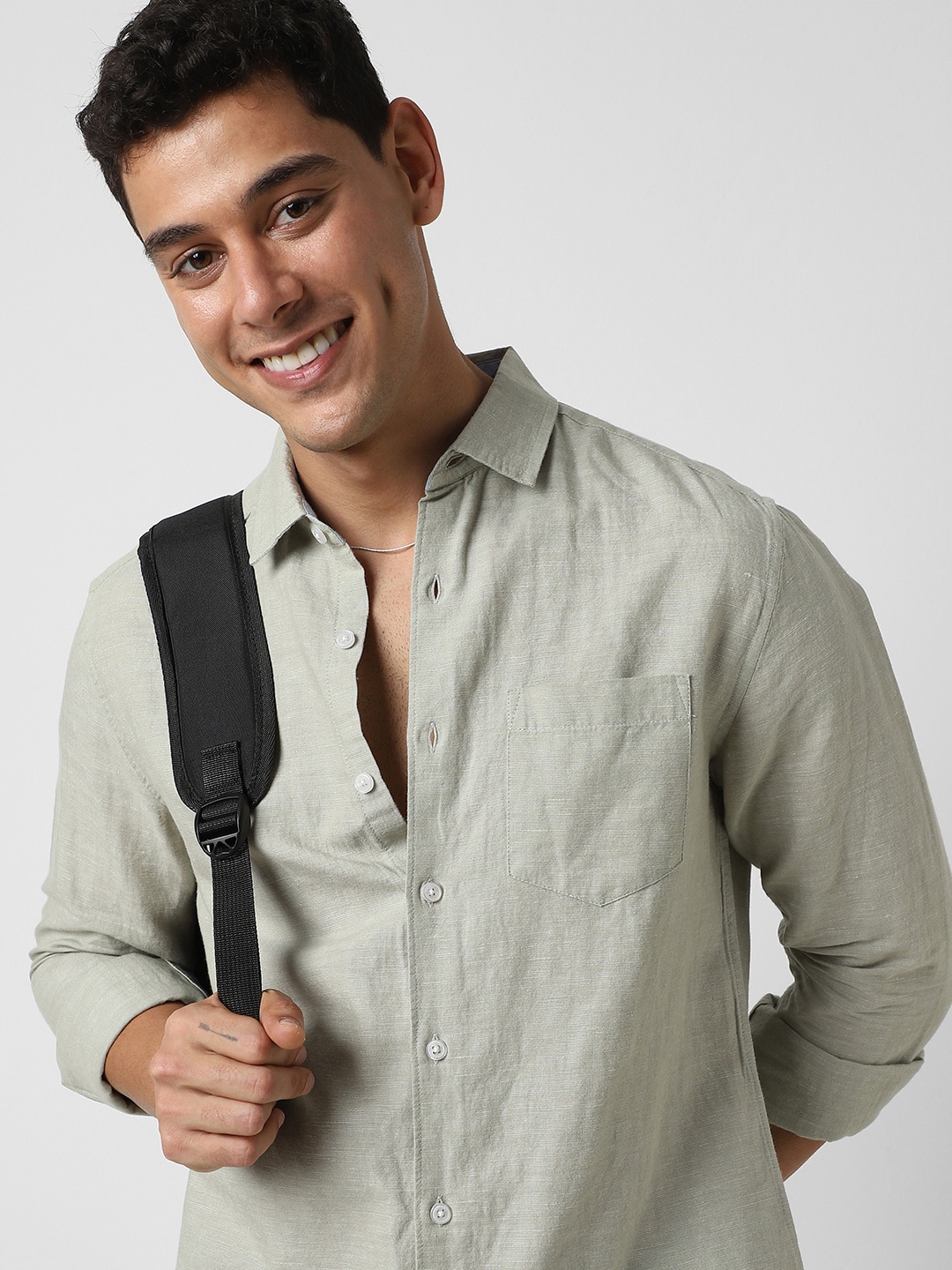 

VASTRADO Classic Slim Fit Cotton Casual Shirt, Green