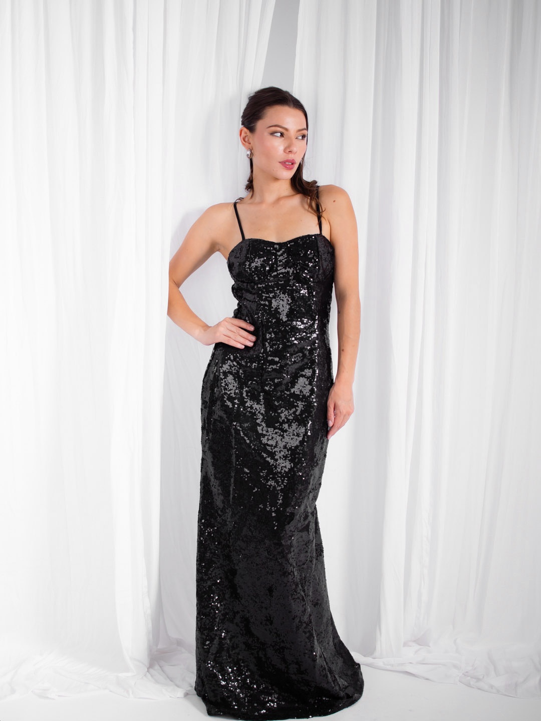 

Stylecast X Hersheinbox Sequined Maxi Dress, Black