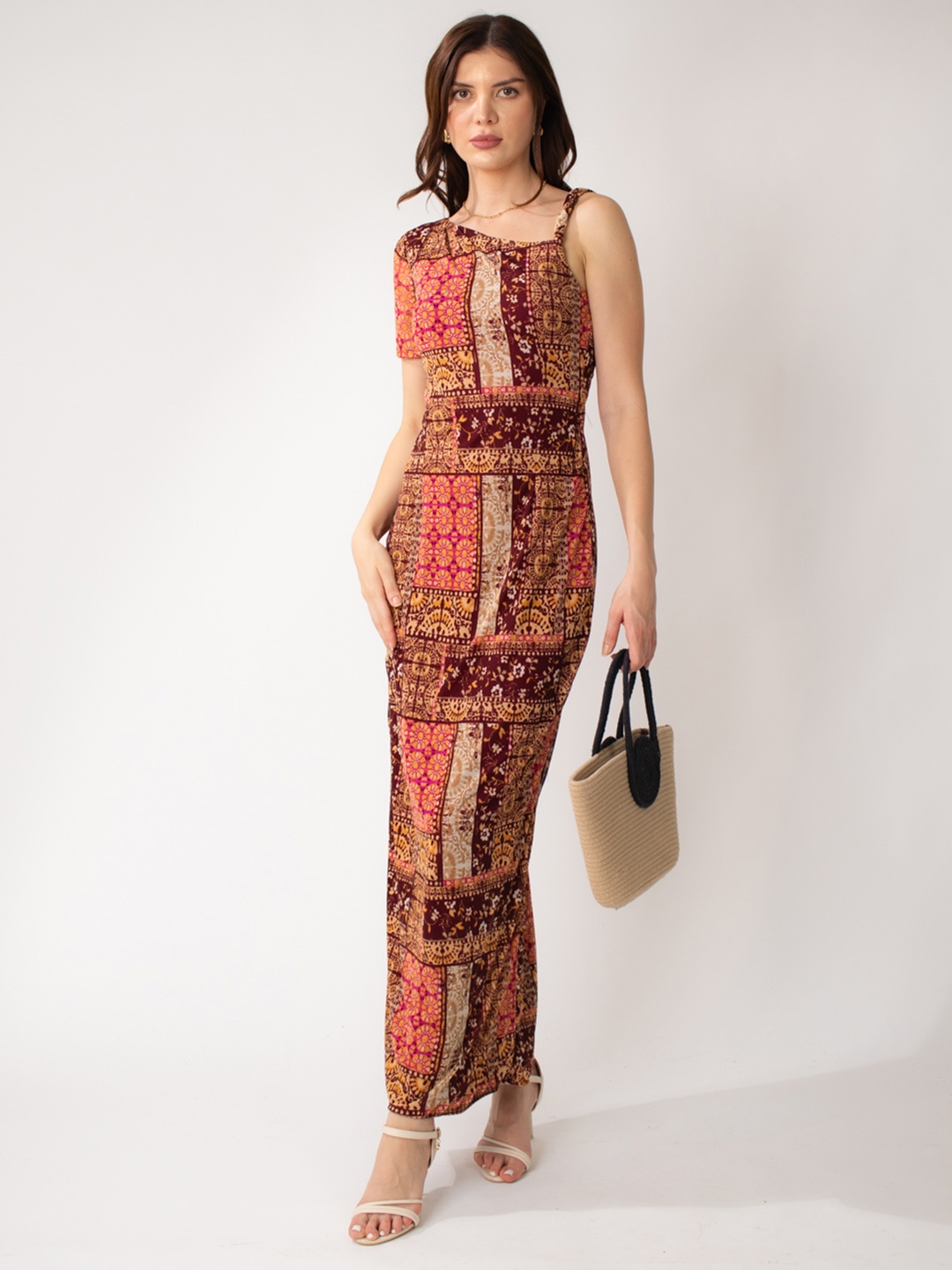 

Stylecast X Hersheinbox Printed Mesh Sheath Maxi Dress, Multi